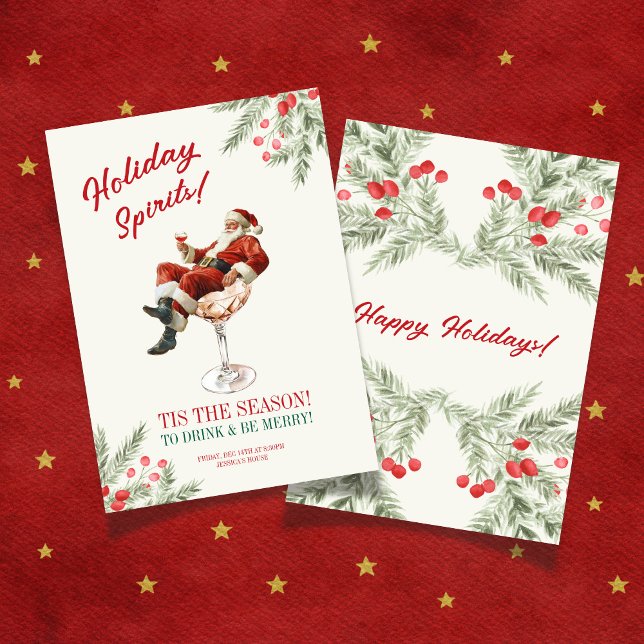 Santa Sitting Martini Glass Holiday Invitation (Santa Sitting Martini Glass Holiday Invitation)