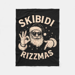 Santa Six Seven Meme 67 Hands Sign Rizz Skibidi Ri Fleece Blanket