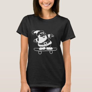 Santa Skateboard Christmas Pajama X-mas Skateboard T-Shirt