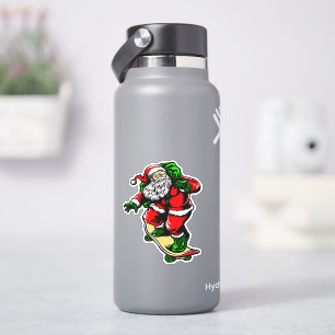 Santa Skateboard Red Green  4" Kiss Cut Vinyl
