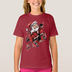 Santa Skateboarding T-Shirt