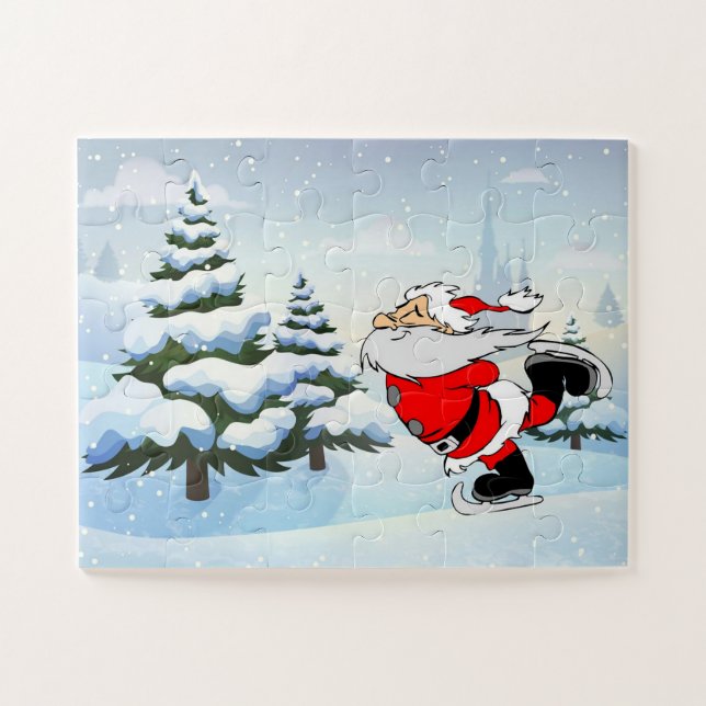 Santa Skating At The North Pole Jigsaw Puzzle (Horizontal)