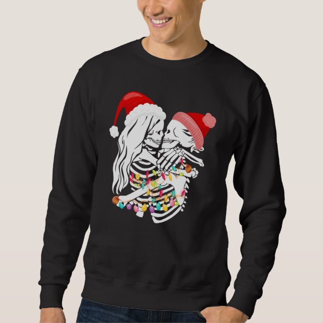 Santa Skeleton Couple Love Merry Christmas Xmas Vi Sweatshirt (Front)