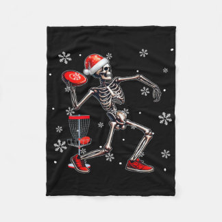 Santa Skeleton Playing Disc Golf Christmas Player  Fleece Blanket