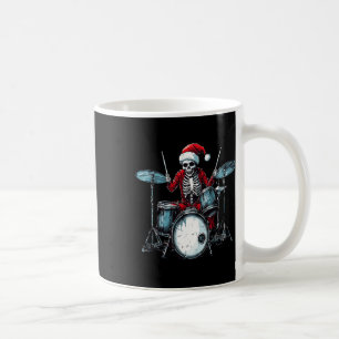 Santa Skeleton Playing Drum Drummer Percussionist Coffee Mug