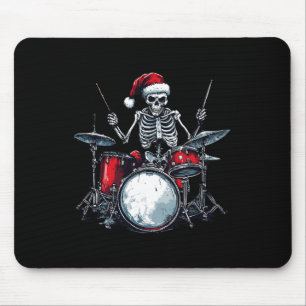 Santa Skeleton Playing Drum Percussionist Drummer  Mouse Pad