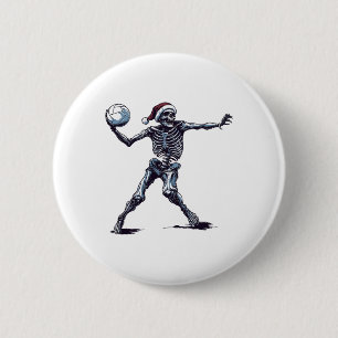 Santa Skeleton Playing Volleyball Halloween Christ 6 Cm Round Badge