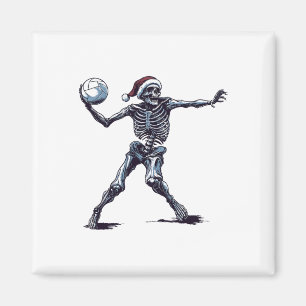 Santa Skeleton Playing Volleyball Halloween Christ Magnet