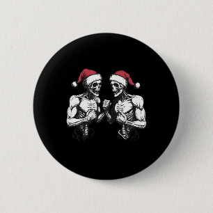 Santa Skeleton Wrestling Wrestler Halloween Christ 6 Cm Round Badge