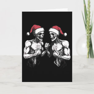 Santa Skeleton Wrestling Wrestler Halloween Christ Card