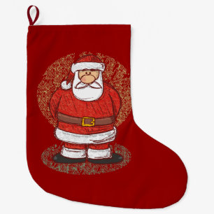 Santa sketch large christmas stocking