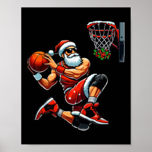 Santa Sketll Player Dunking Xmas Christmas Sketll Poster