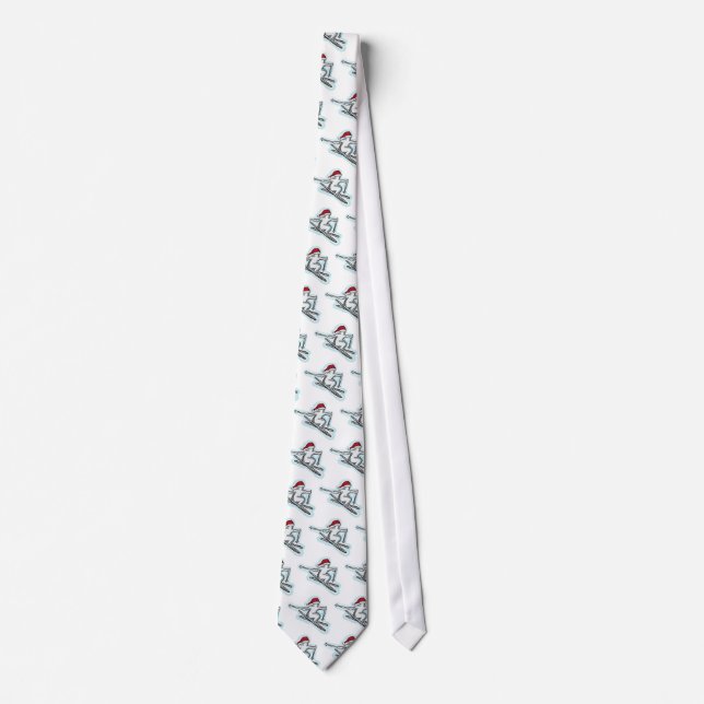 Santa skier fun holiday necktie (Front)