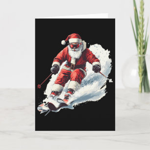 Santa Skiing Funny Christmas Skier Ski Racer Xmas Card