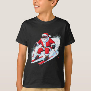 Santa Skiing Funny Christmas Skier Ski Racer Xmas T-Shirt