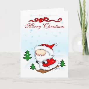 Santa Skiing Holiday Card