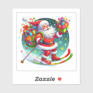 Santa Skiing in a Winter Wonderland