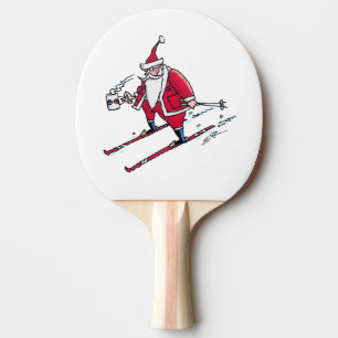 Santa Skiing ping pong paddle