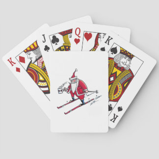 Santa Skiing playing cards