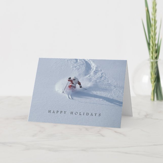 Santa Skiing Snowbird Ski Resort, Wasatch, Utah Holiday Card (Front)