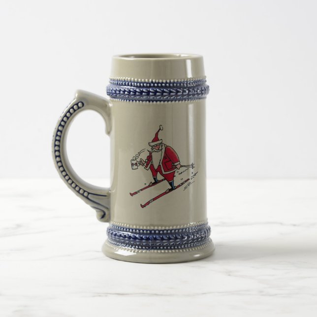 Santa Skiing stein (Left)