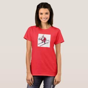 Santa Skiing women red T-shirt