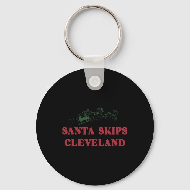 Santa Skips Cleveland Funny Santa Reindeer Xmas Ch Key Ring (Front)