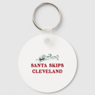 Santa Skips Cleveland Funny Santa Reindeer Xmas Ch Key Ring