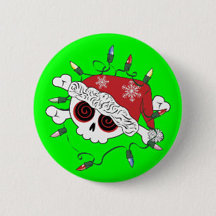Santa Skull 6 Cm Round Badge