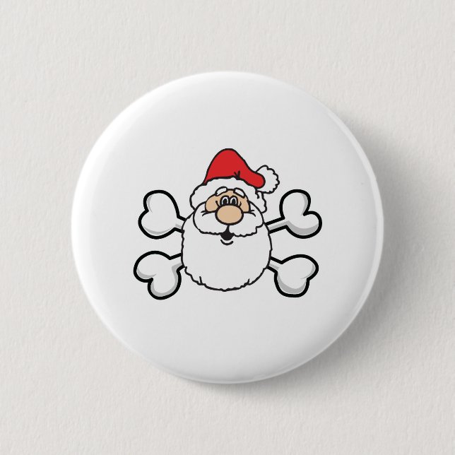 santa Skull and Crossbones 6 Cm Round Badge (Front)