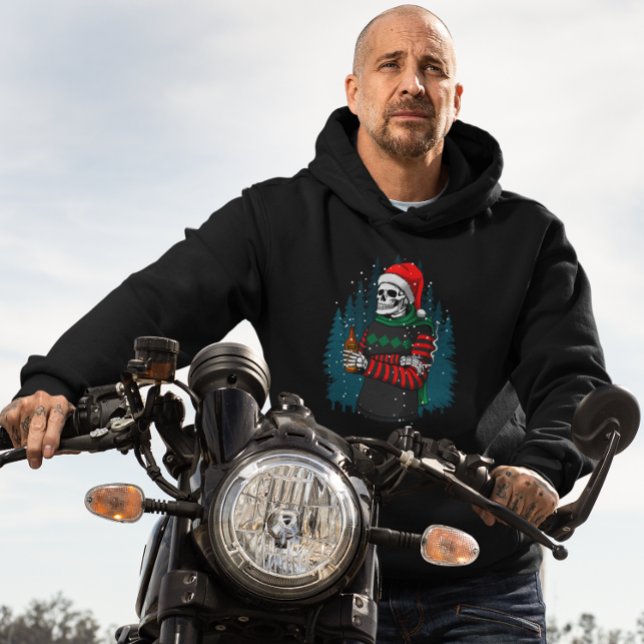 Santa Skull Beer Christmas Dude Chilling Funny  Hoodie (Creator Uploaded)