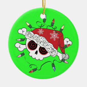 Santa Skull Ceramic Tree Decoration