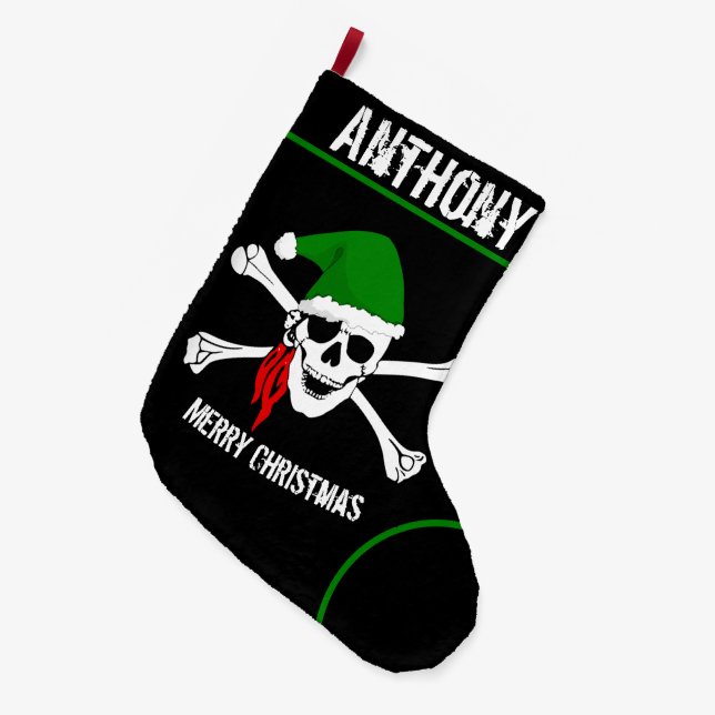Santa Skull Christmas Stocking (Front (Hanging))