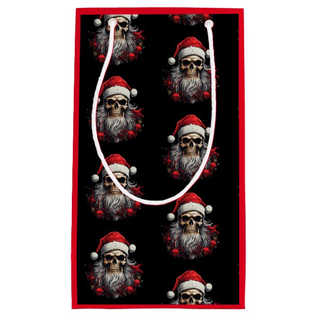 Santa Skull Gift Bag (Red) (Front)