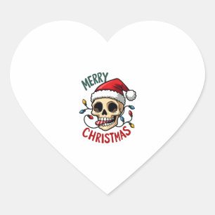 Santa Skull Hat Merry Christmas Family Matching Bo Heart Sticker