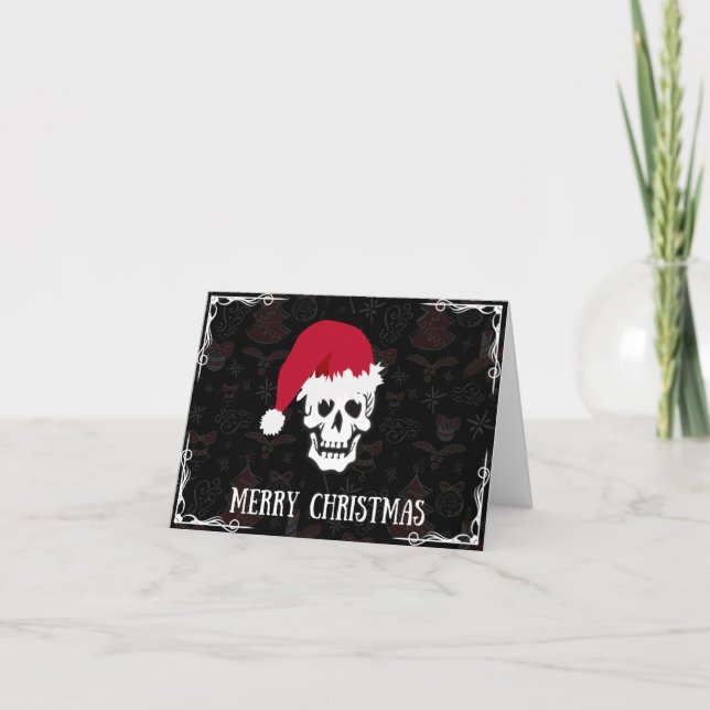 Santa Skull Merry Christmas Holiday Card (Front)