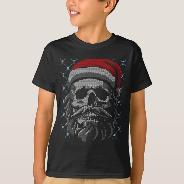 Santa Skull Ugly Christmas Santa Lover Y Christmas T-Shirt (Front)
