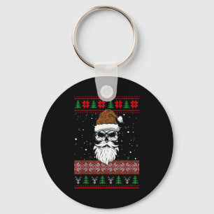 Santa Skull Ugly Christmas Sweater Camo Aesthetic Key Ring