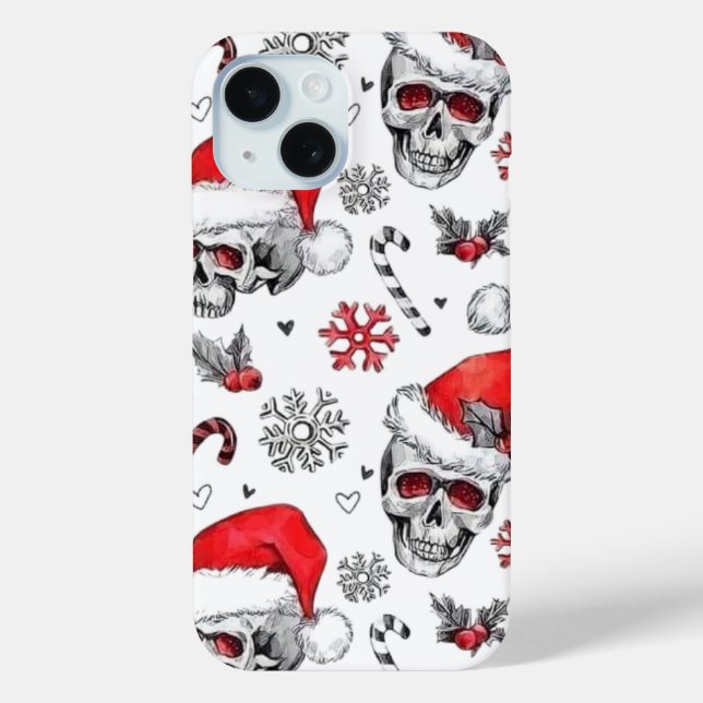 Santa Skulls and Candy Cane Cell Phone Case (Back)