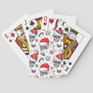 Santa Skulls and Candy Cane Playing Cards