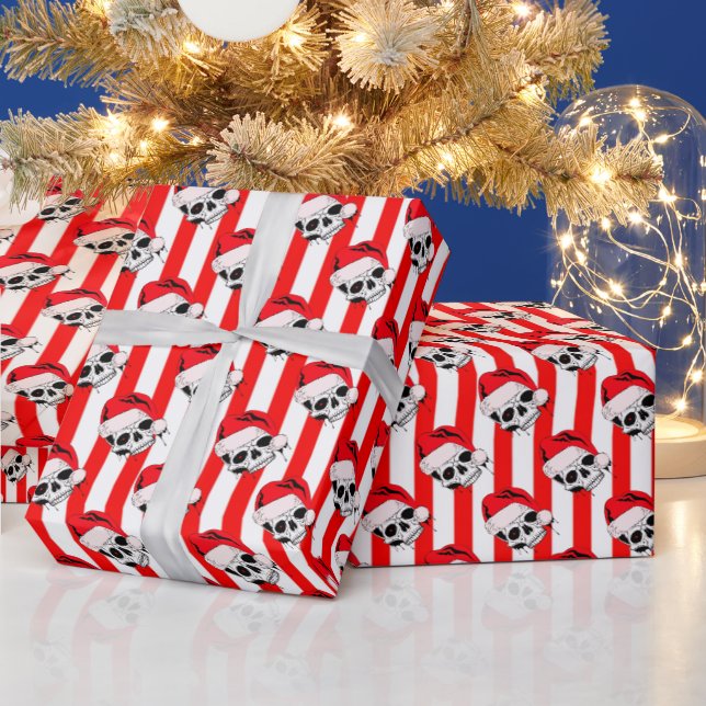 Santa Skulls and Stripes Wrapping Paper (Holidays)