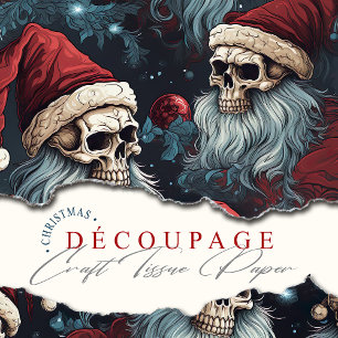 Santa Skulls in Hats Gothic Christmas Decoupage Tissue Paper