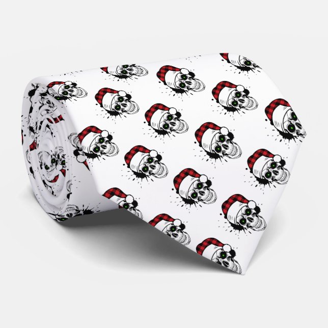 Santa Skulls Neck Tie (Rolled)