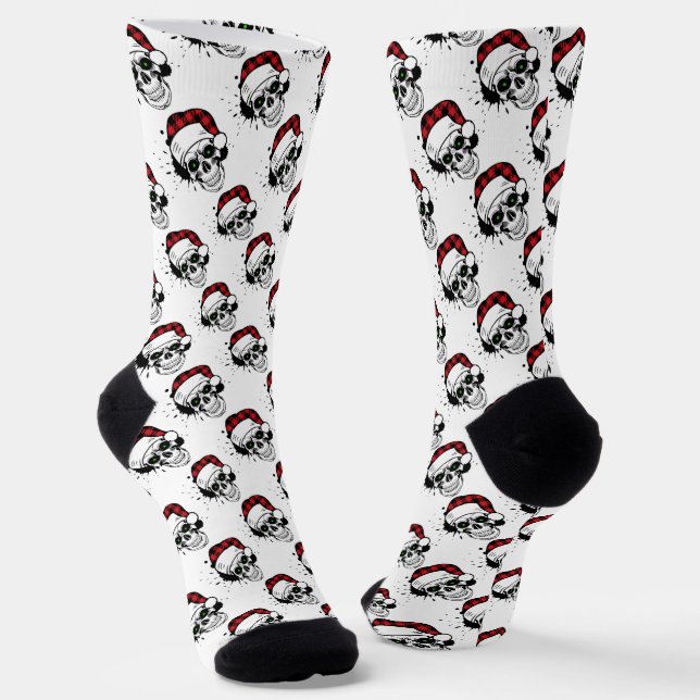 Santa Skulls  Socks (Angled)