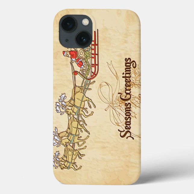 Santa Sled and Reindeer Seasons Greetings Case-Mate iPhone Case (Back)