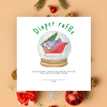 Santa sled - diaper raffle enclosure card<br><div class="desc">Baby Shower invitation featuring an adorable watercolor Santa's sleigh with gifts in a glass ball. Winter Baby Shower. Christmas tree,  bag with gifts from Santa Claus. Santa baby shower theme. Matching items available.</div>