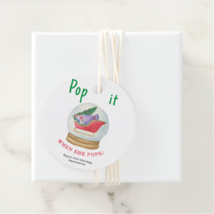 Santa sled - Pop it When she pops Favour Tags