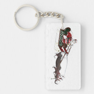 Santa Sled Pulled By Hippopotamus Key Ring