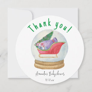 Santa sled - thank you baby shower card