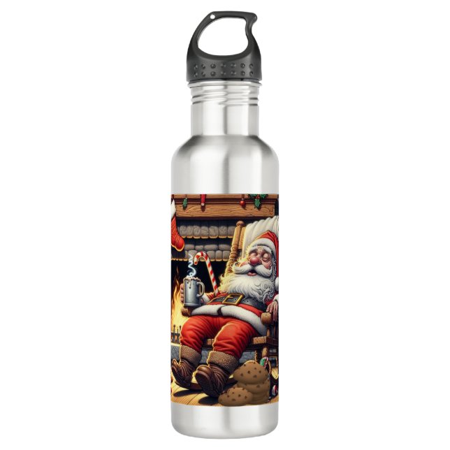 Santa sleeping Christmas 710 Ml Water Bottle (Front)
